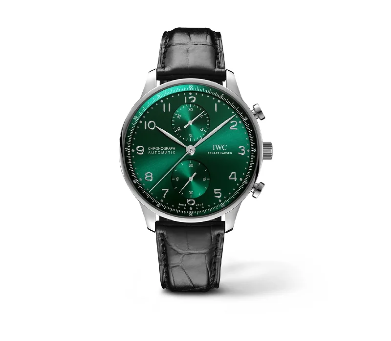 Men's Aviation Watches with Large Dial-41mm Chronograph Steel Green Dial