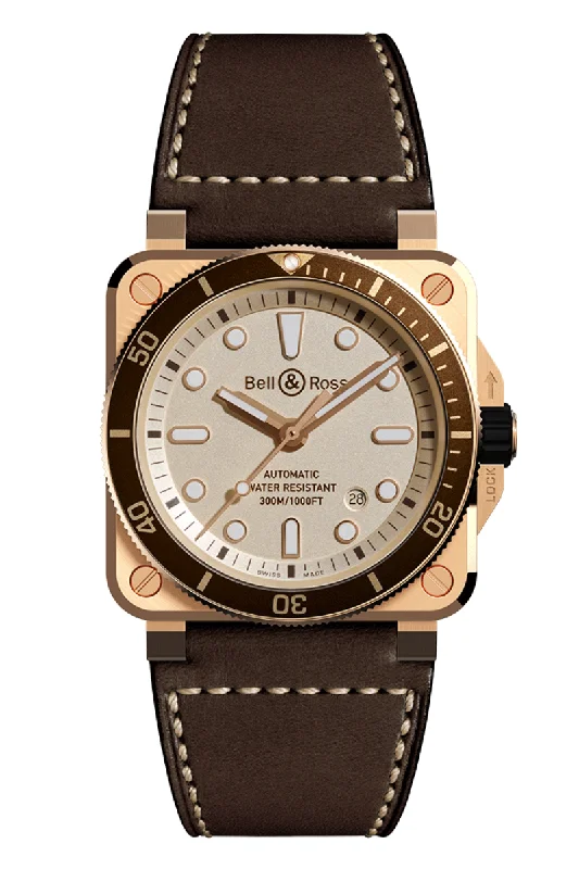 Men's Seasonal Design Dress Watches for Holiday Themes-Bell & Ross BR03-92 Bronze Diver Limited Edition BR0392-D-WH-BR/SCA