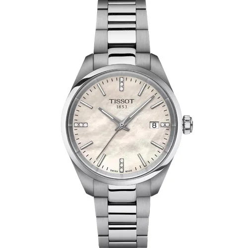 Women's Heritage Watches with Pilot's Watch Design-Tissot T-Classic PR 100 White Mother-Of-Pearl Dial Women 34mm T1502101111600