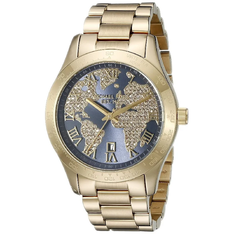 Women's Chronograph Watches for Workouts-Michael Kors Women's MK6243 Layton Crystal Globe Gold-Tone Stainless Steel Watch