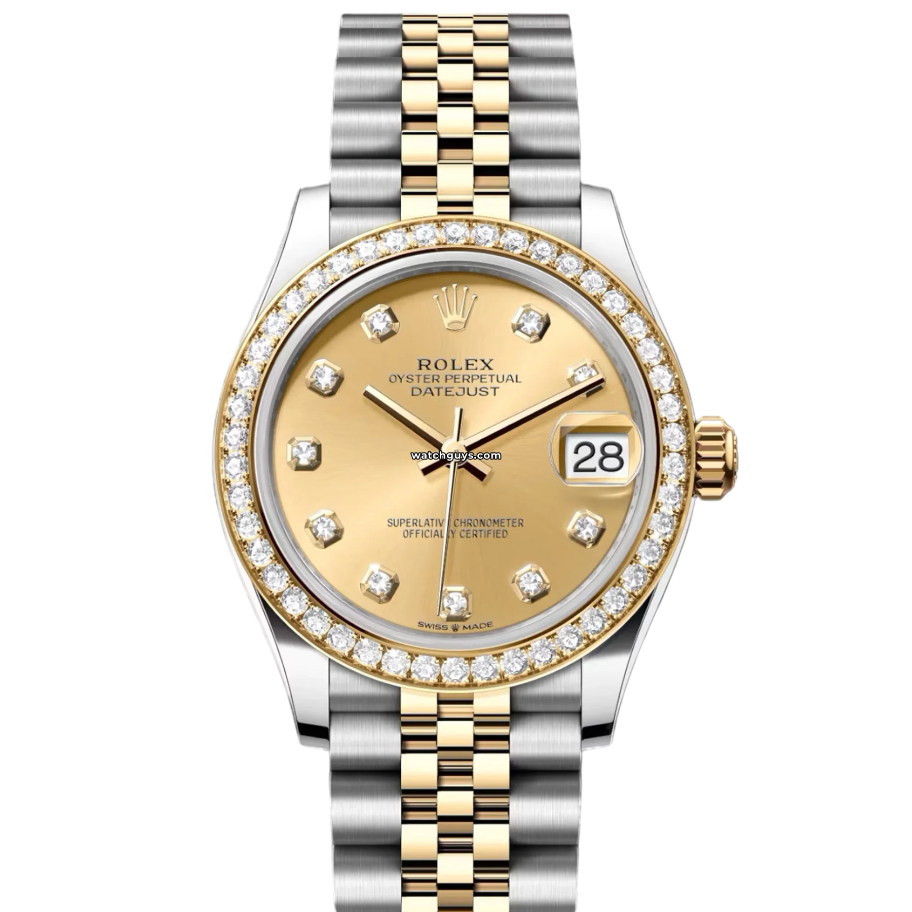 Women's Rolex Unique Shape Style Watches-Rolex Datejust 278383RBR Champagne Diamond