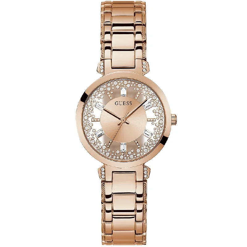 Men's Formal Event Style Dress Watches for Black Tie Events-Guess Crystal Clear Ladies Rose Gold Watch GW0470L3