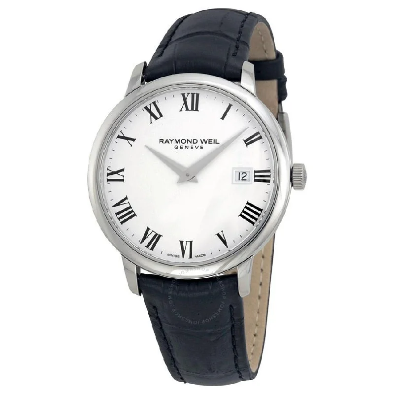 Men's Chronograph Watches with Countdown Timer-Raymond Weil Men's 5488-STC-00300 Toccata Black Leather Watch