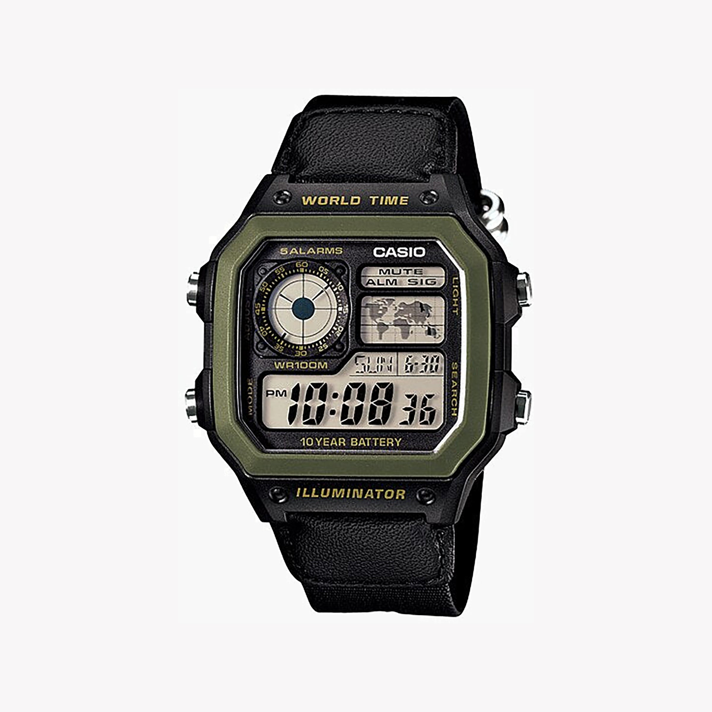 Men's Digital Watches with Backlight-CASIO AE-1200WHB-1BVDF SPORTY SOPHISTICATION - MEN'S BLACK RESIN MULTIFUNCTION WATCH