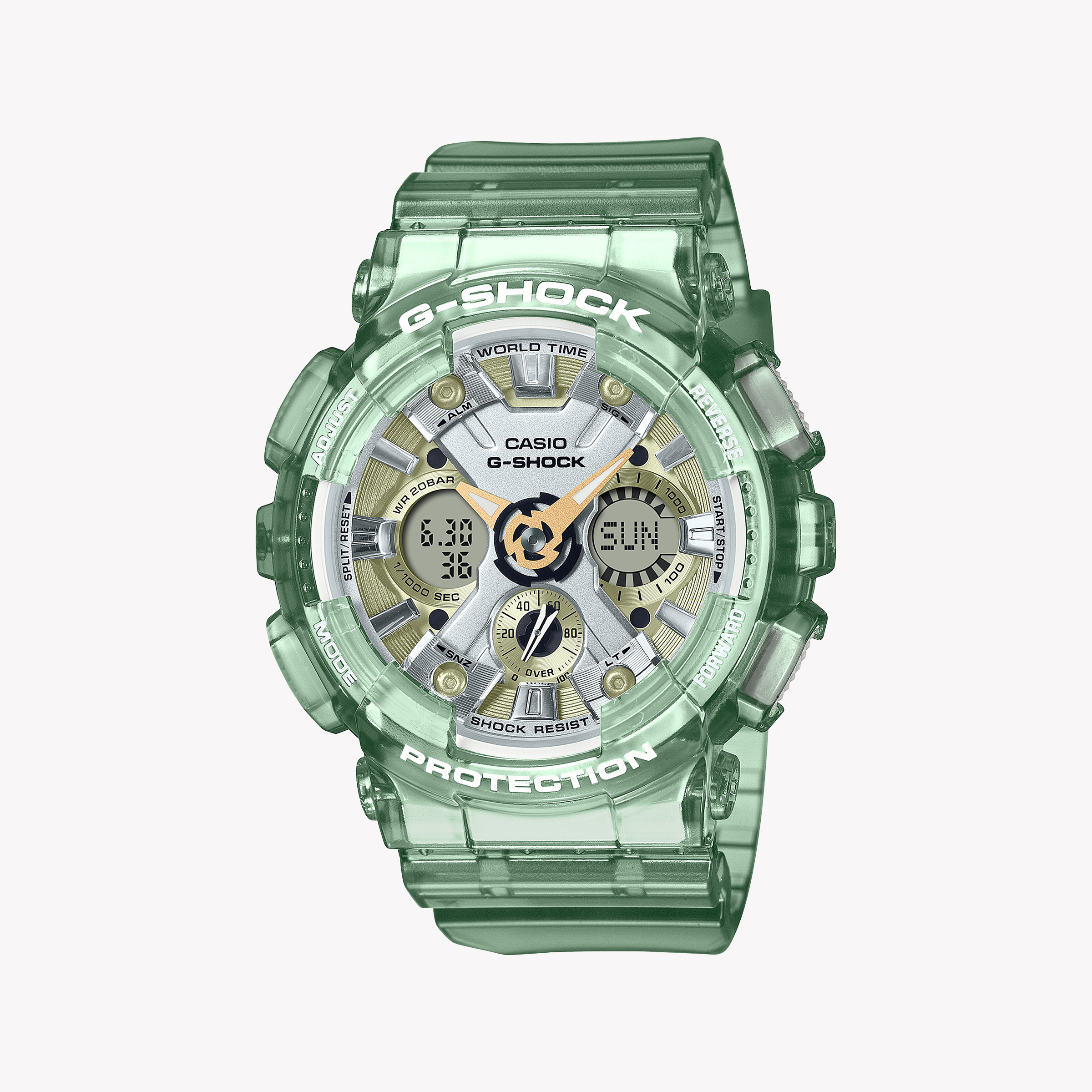 Men's Digital Watches with Radio Frequency-G-SHOCK Men's Green Resin Watch, Digital Display | GMA-S120GS-3ADR