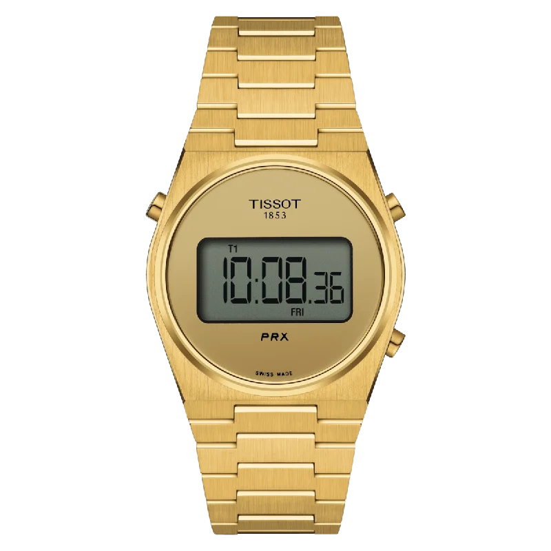 Women's Heritage Watches with Minimalist Style-Tissot T-Classic PRX Golden Mirror Dial Unisex 35mm T1372633302000