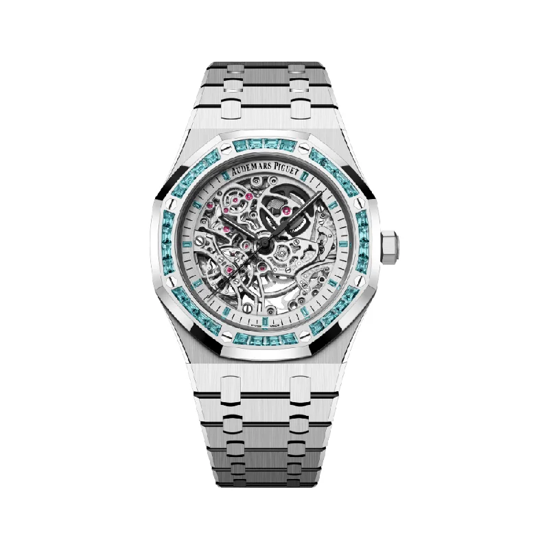 Men's Audemars Piguet Limited Edition Style Watches-Audemars Piguet Royal Oak Double Balance Wheel 15412BC.TO.1220BC.01 Openworked White Gold Swiss Topaz Bezel