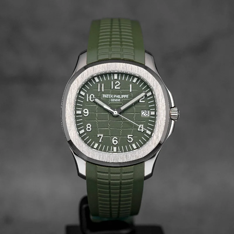 Men's Patek Philippe Watches for Sports Enthusiasts-AQUANAUT 5168G WHITEGOLD KHAKI GREEN (2024)