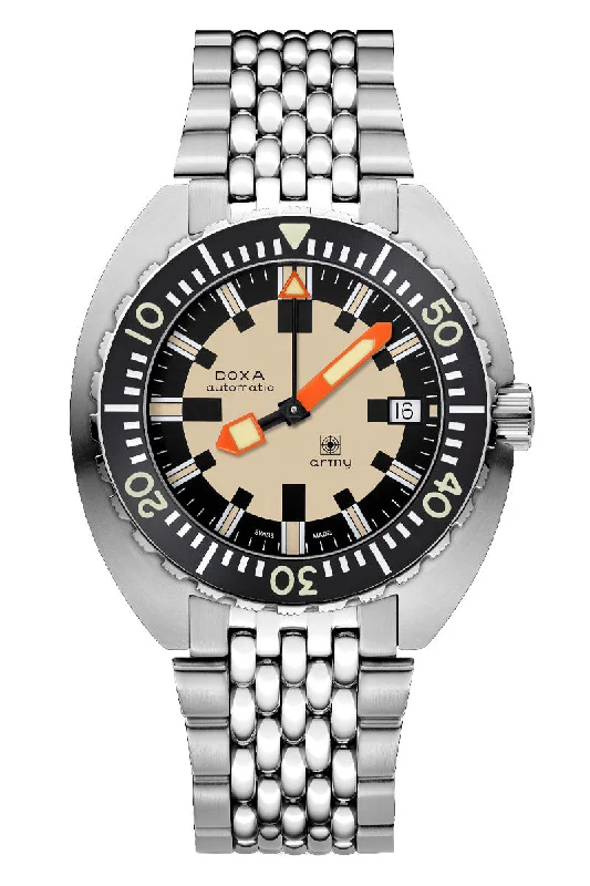 Men's European Made Design Dress Watches for Sophistication-Doxa Army Stainless Steel Bezel 785.10.031.10