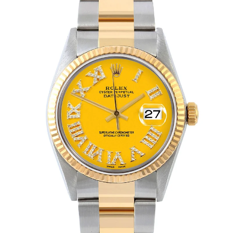 men's Rolex watches with honeycomb dial -​Rolex Datejust 36mm | 16013-YLW-FDR-FLT-OYS