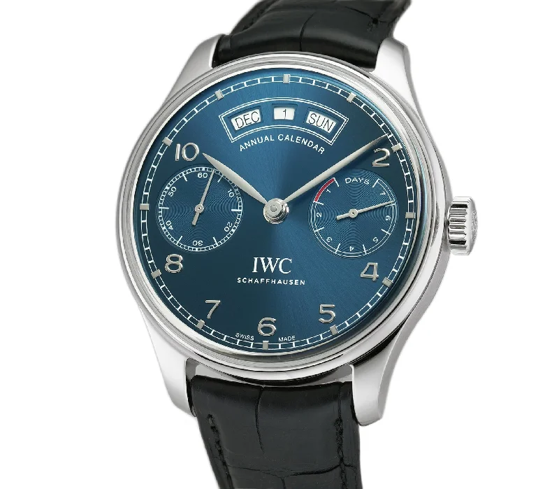 Pilot Watches for Men with Dual Time Zones-44 Annual Calendar Blue Dial Factory Serviced 2024
