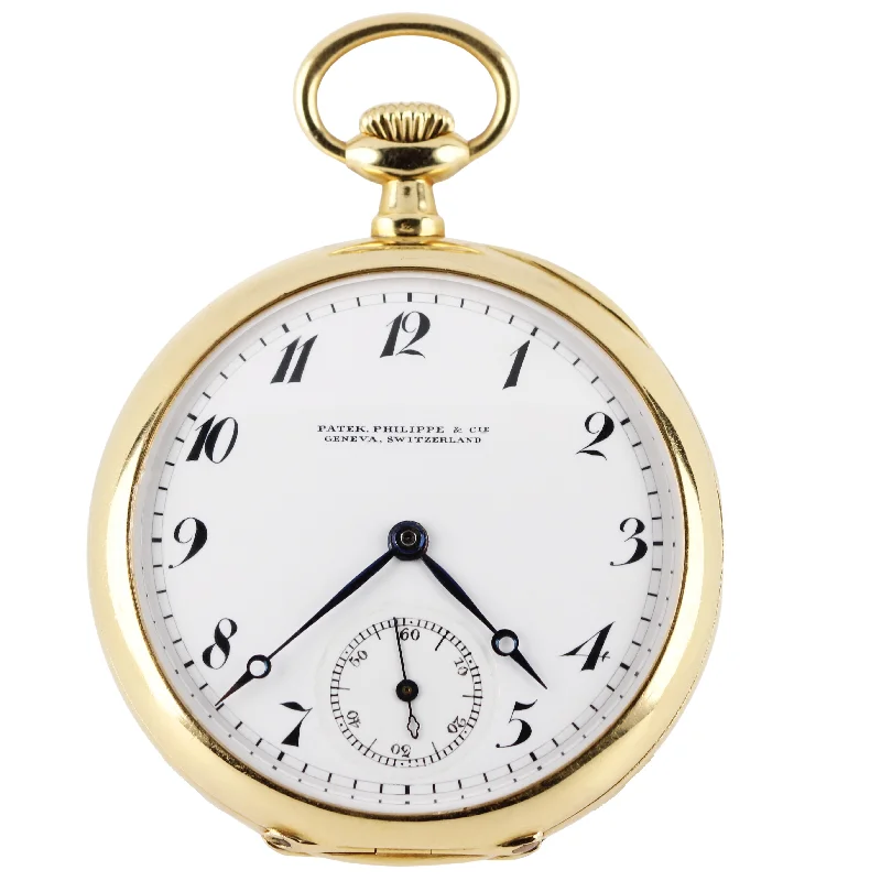 Women's Patek Philippe Solar Powered Style Watches-VINTAGE Patek Philippe CIE 18k Yellow Gold 73.3gr White Arabic 47mm Pocket Watch