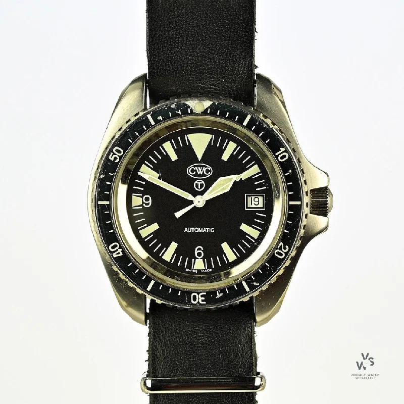 Men's Military Watches for National Holidays-Rare CWC Royal Navy Automatic Diver MK.1 - Quickset Date - 2004