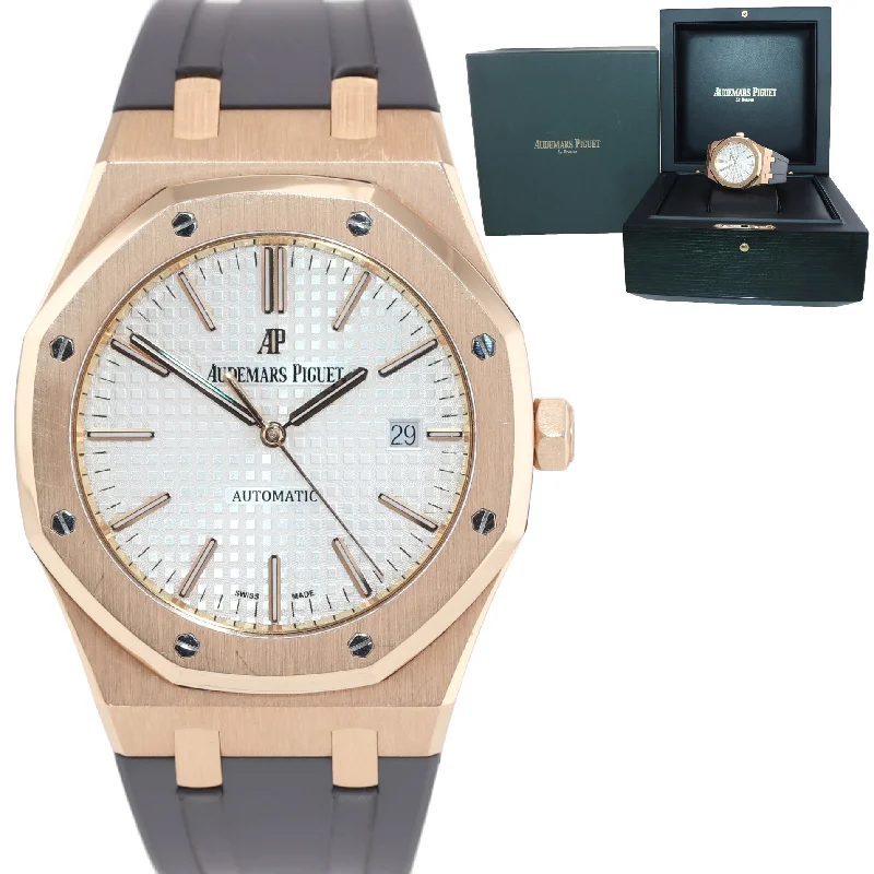 Audemars Piguet Handmade Design Watches for Women-Audemars Piguet Royal Oak White 41mm 15400 Rose Gold 15400OR.OO.D088CR.01