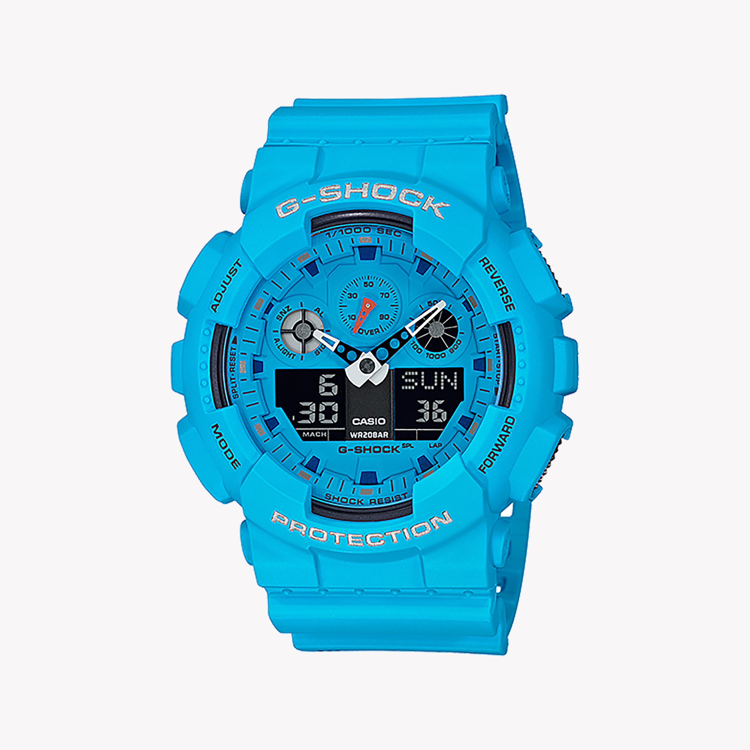 Men's Digital Watches for Radio Communication-G-SHOCK GA-100RS-2ADR - BOLD ADVENTURE Unisex Watch with Vibrant Blue Resin Band & Rugged Digital Features