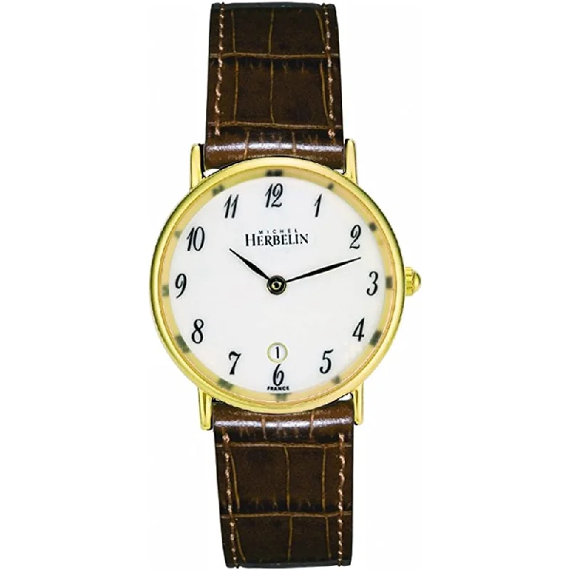 Men's Mechanical Movement Design Dress Watches with Complications-Herbelin Sonates Ladies Brown Watch 16845/P28GO