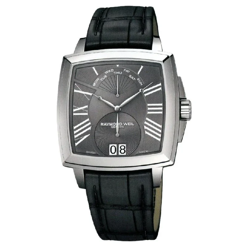 Men's Chronograph Watches with Compass Feature-Raymond Weil Men's 5586-STC-00600 Tradition Black Leather Watch
