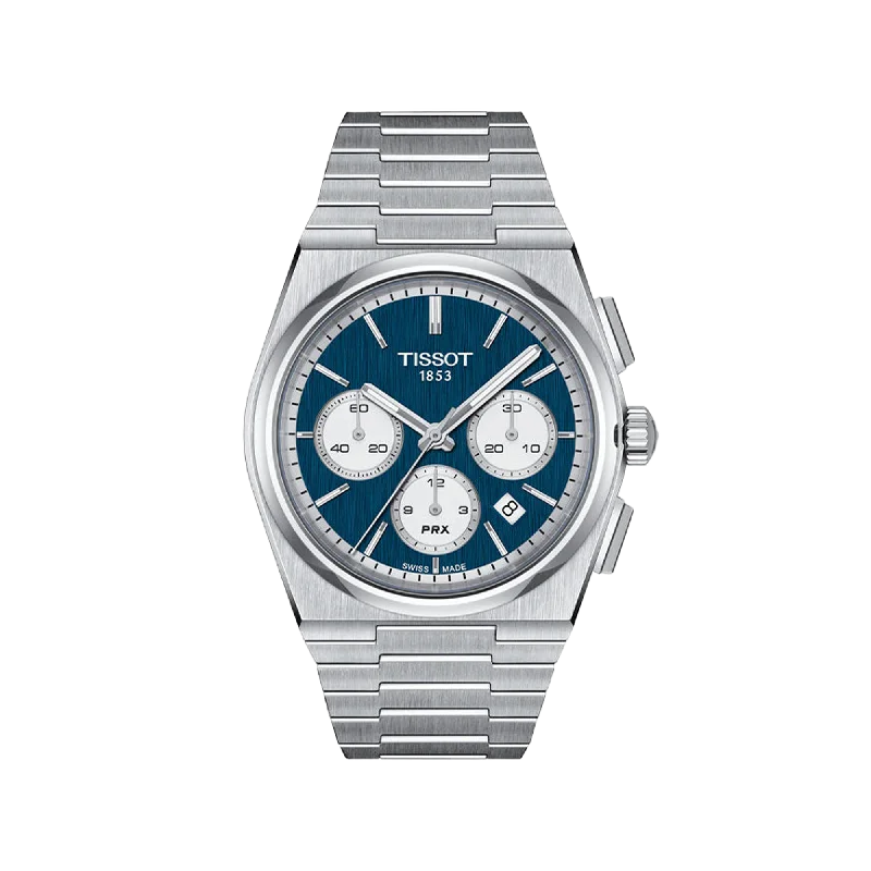 Women's Chronograph Watches with Advanced Materials-Tissot PRX Automatic Chronograph - Blue