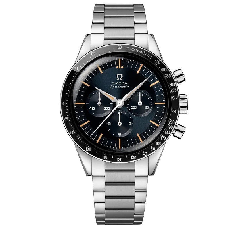 Women's Chronograph Watches with UV Sensor-OMEGA Speedmaster Anniversary Series Chronograph 39.7mm Blue Grey Dial Manual Winding Watch 31030405006001