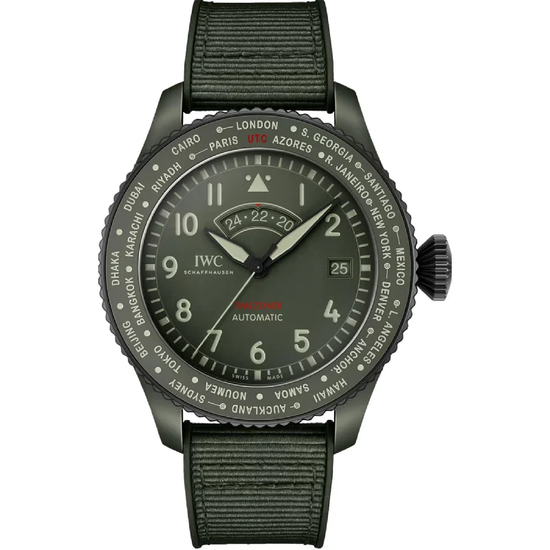 Women's Pilot Watches with Barometer Calibration-Pilot’s Watch Timezoner Top Gun Woodland IW395601