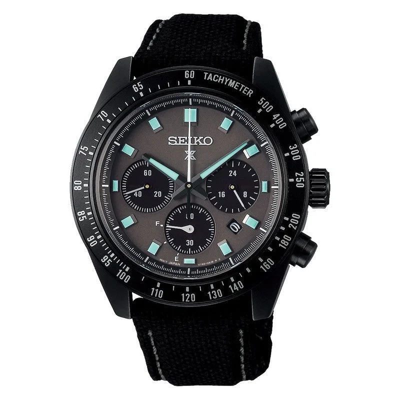 Women's Chronograph Watches with GPS Navigation-Seiko Prospex Black Series Night Vision Solar Speedtimer Chronograph - SSC923P1