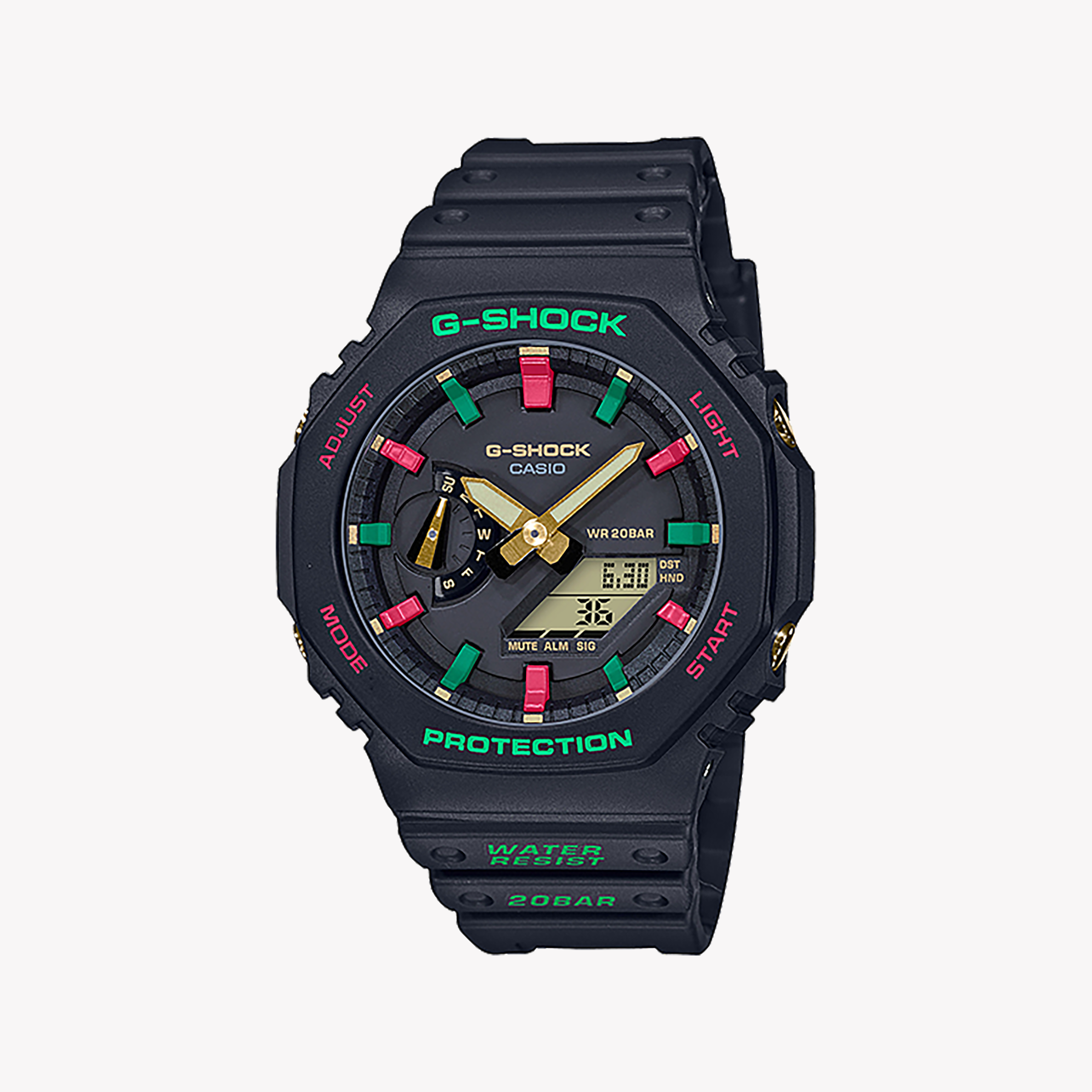 Men's Digital Watches with Barometer Calibration-CASIO G-SHOCK GA-2100TH-1ADR OAK - ADVENTURE AWAITS BLACK RESIN MEN'S WATCH