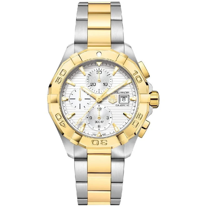 Men's Chronograph Watches for Orienteering-Tag Heuer Men's CAF2120.BB0816 Aquaracer 18K Gold Chronograph Automatic Two-Tone Stainless Steel Watch