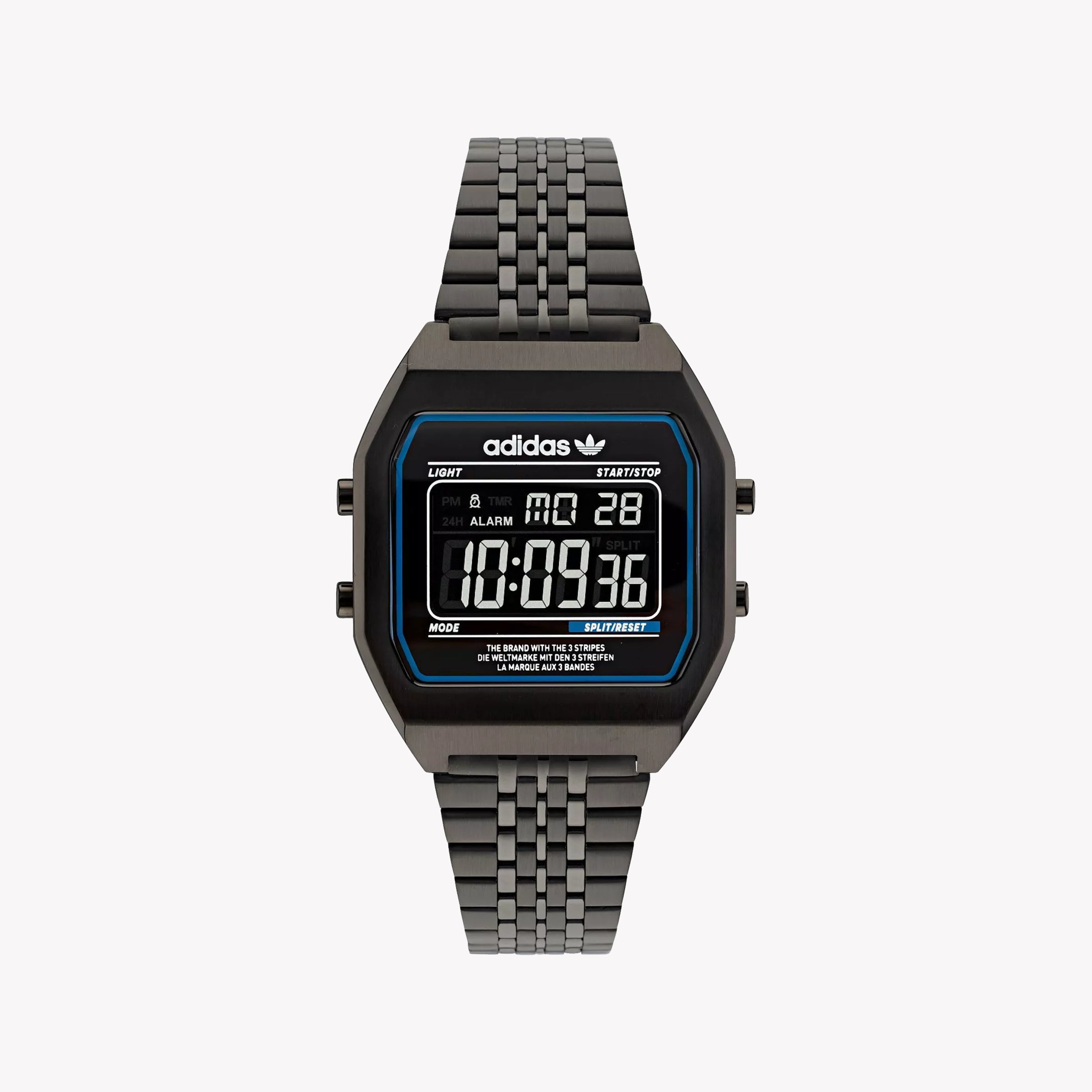 Men's Digital Watches with Personalized Engraving-ADIDAS Women's Black Stainless Steel Digital Watch | AOST22073