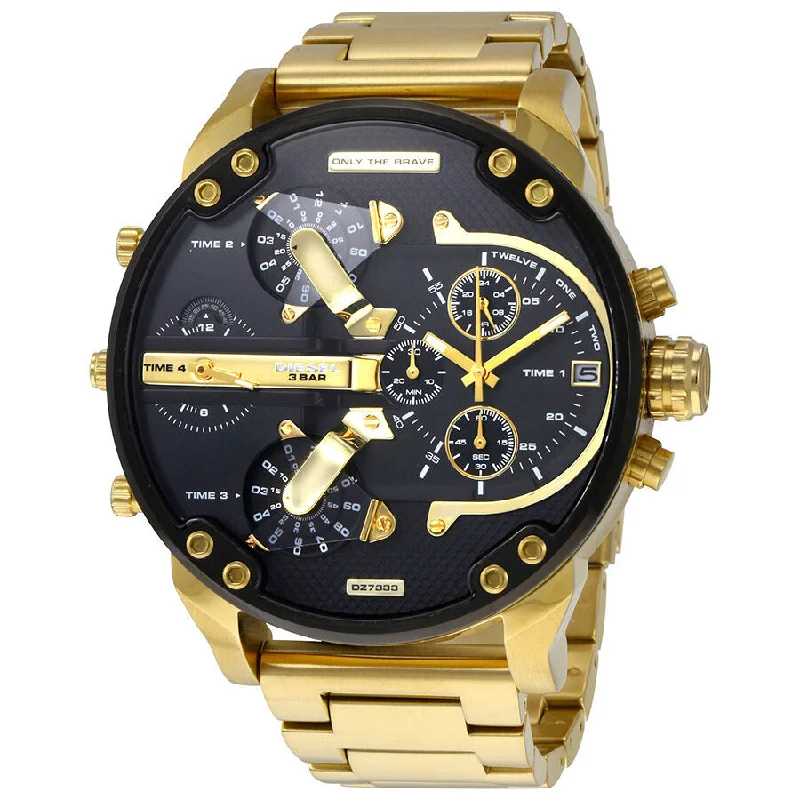 Men's Chronograph Watches with Day Date Complication-Diesel Mr. Daddy 2.0 Black Dial Quartz Men's Watch DZ7333
