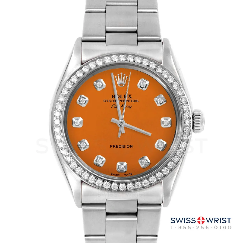 men's Rolex watches with sapphire crystal -​Rolex Air King 34mm | 5500-SS-ORN-DIA-AM-BDS-OYS