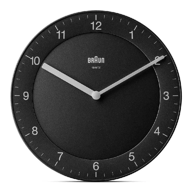 Bracket Clocks for Vintage Collectors-Braun Classic 20cm Black Wall Clock BC06B