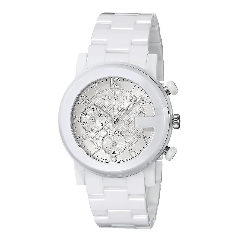 Men's Chronograph Watches for Special Occasions-Gucci Men's YA101353 G-Chrono Chronograph White Ceramic Watch