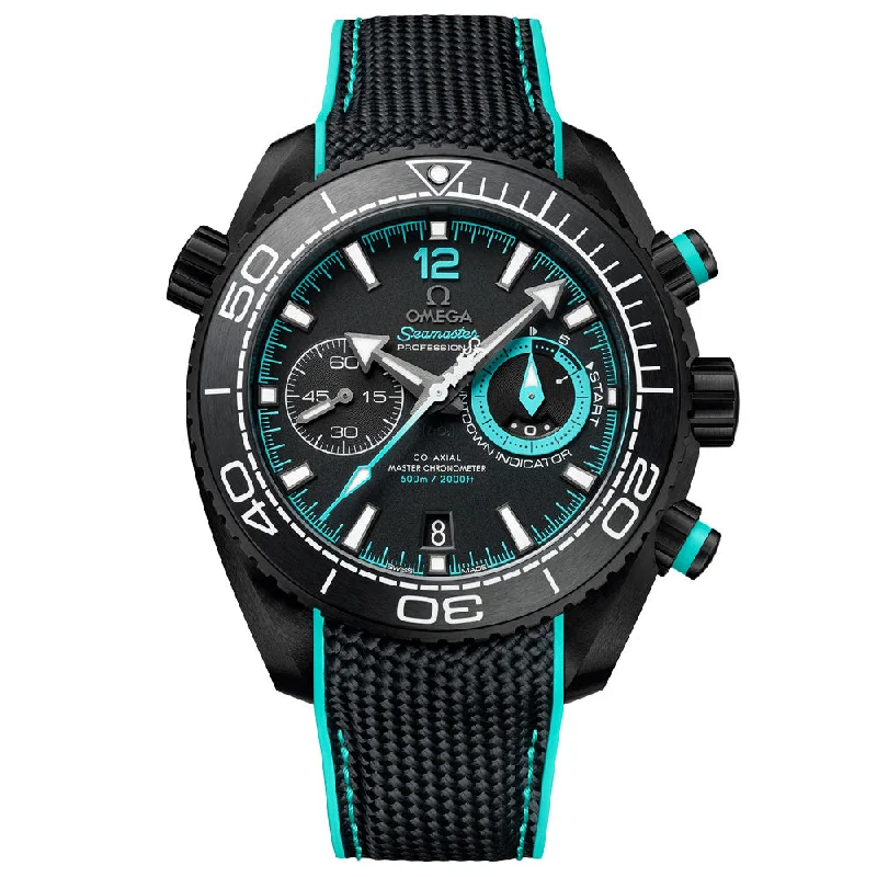 Women's Chronograph Watches for Humidity Monitoring-OMEGA Seamaster Planet Ocean 600M 45.5mm Black Dial Black Ceramic Automatic Chronograph Gents Watch 21592465101003
