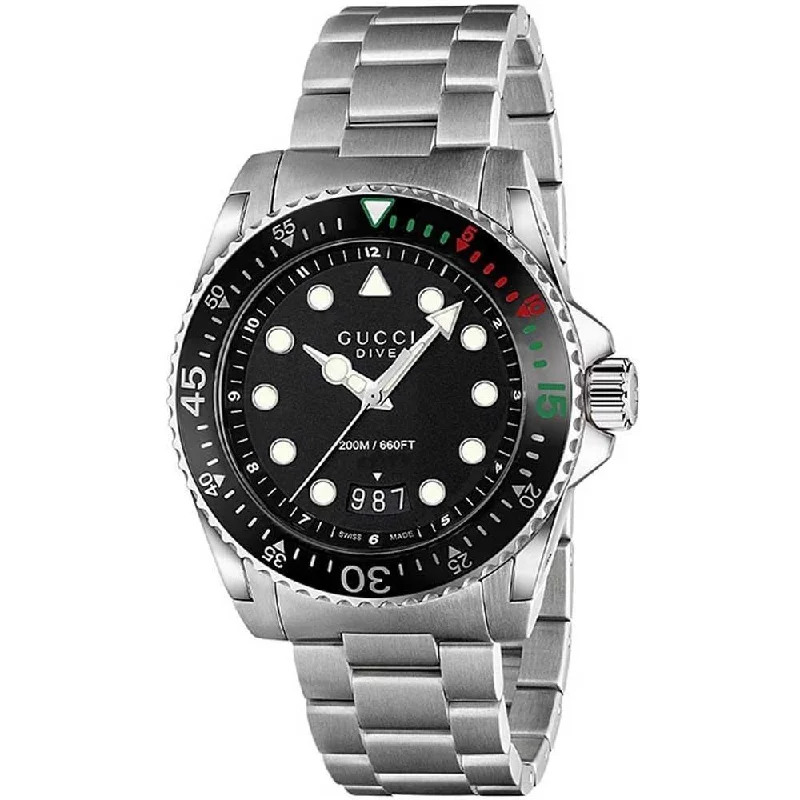 Men's Chronograph Watches for Retro Charm-Gucci Men's YA136208 Dive XL Stainless Steel Watch