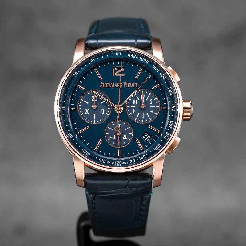 Men's Audemars Piguet Hand-Wound Watches-CODE 11.59 CHRONOGRAPH ROSEGOLD BLUE DIAL (2021)