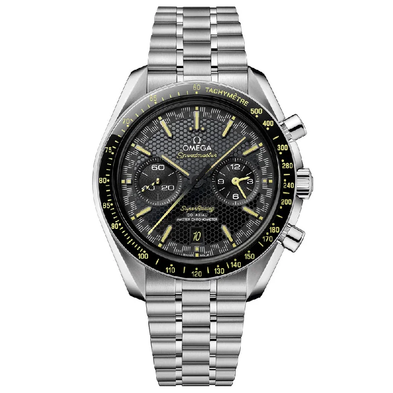 Women's Chronograph Watches for Military Personnel-OMEGA Speedmaster Super Racing Chronograph 44.25mm Black Dial Automatic Gents Watch 32930445101003