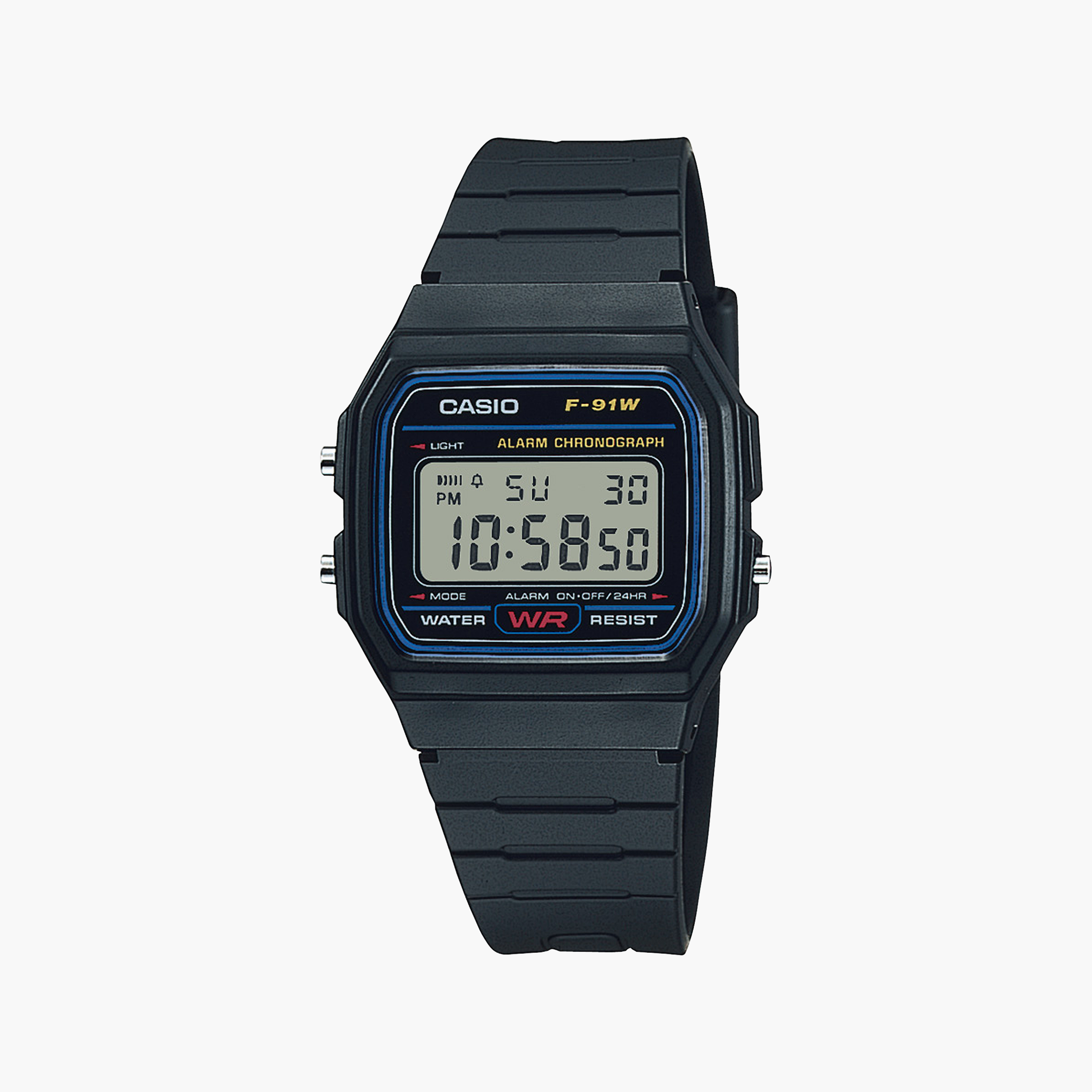 Men's Digital Watches for Law Enforcement-Bold Utility Men's Black Resin Watch, Digital Dial | F-91W-1YEG