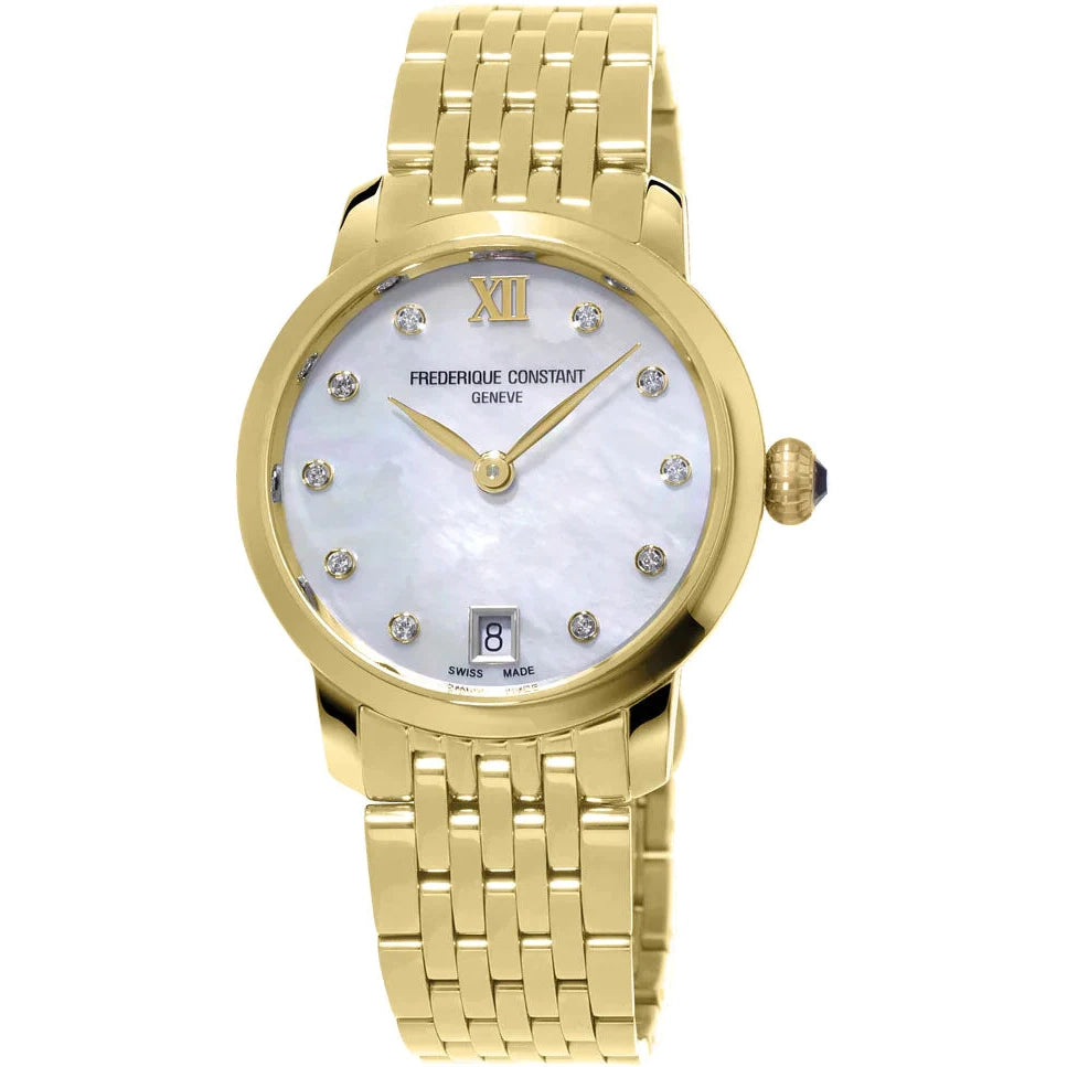 Men's Everyday Wear Dress Watches for Casual Style-Frederique Constant Slimline Ladies Gold Watch FC-220MPWD1S25B