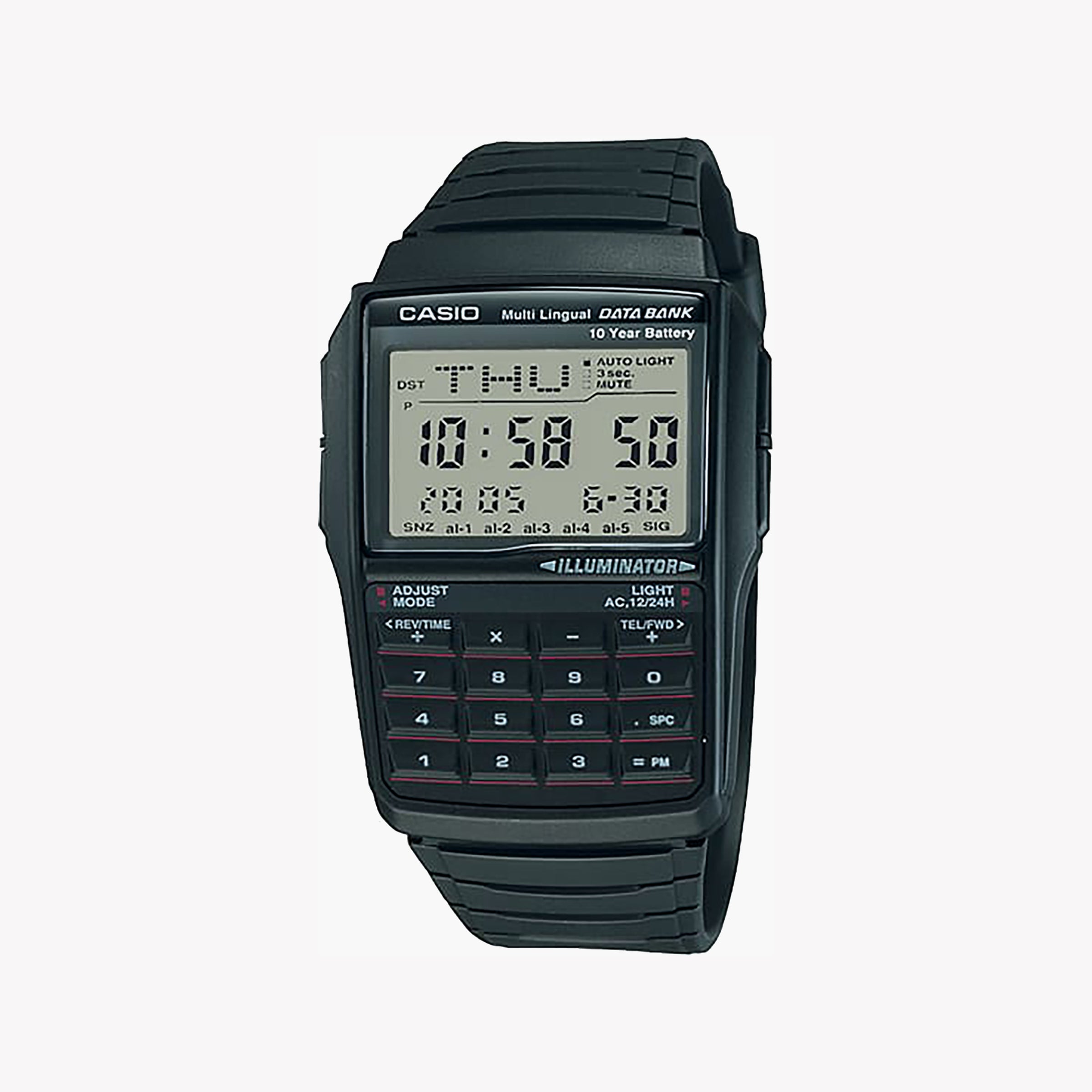 Men's Digital Watches with Dual Time Zones-Casio Unisex Black Resin Calculator Watch, Digital Display | DBC 32-1ACB