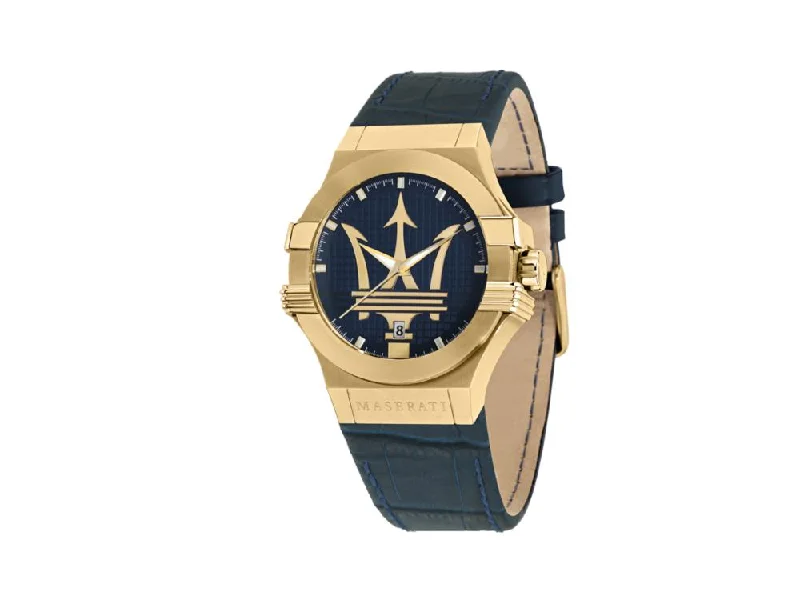 Men's Quartz Watches with Thermometer Function-Maserati Potenza Quartz Watch, Blue, 42 mm, Mineral crystal, R8851108035