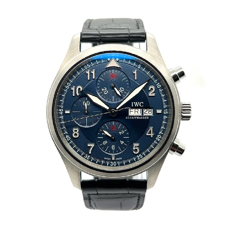Women's Pilot Watches with Morse Code Feature-IWC Pilot's Watch Spitfire Chronograph Laureus IW371712 - Certified Pre-Owned