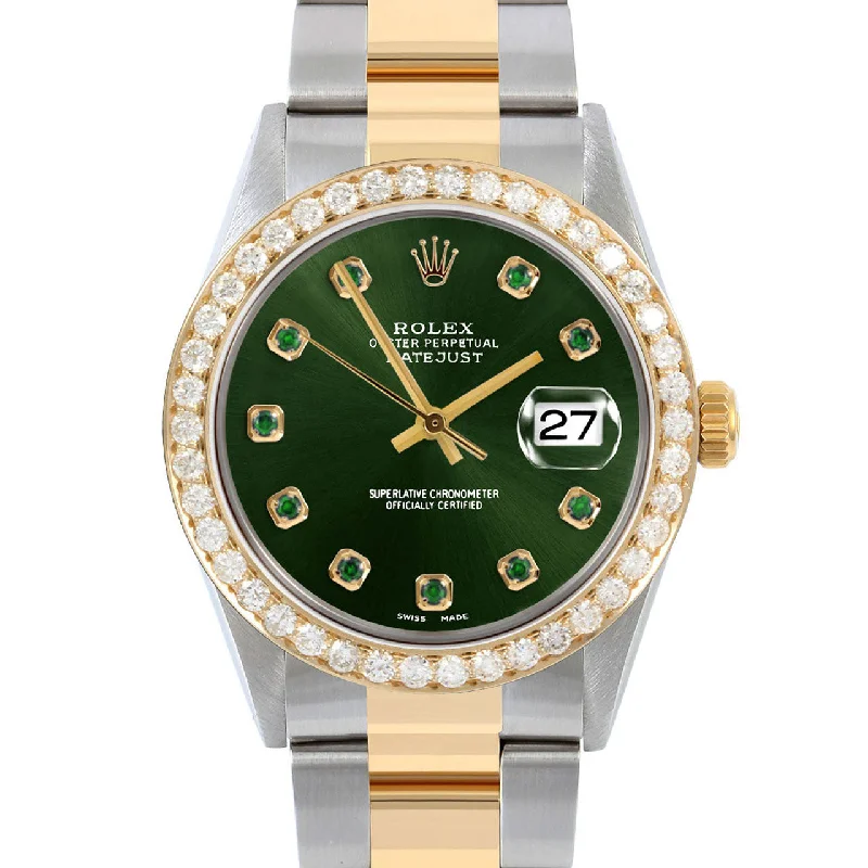 men's Rolex watches with unidirectional bezel -​Rolex Datejust 36mm | 16013-GRN-EMD-AM-25CT-OYS