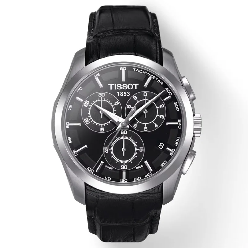 Women's Heritage Watches with Personalized Engraving-Tissot T-Classic Black Dial Men 41mm