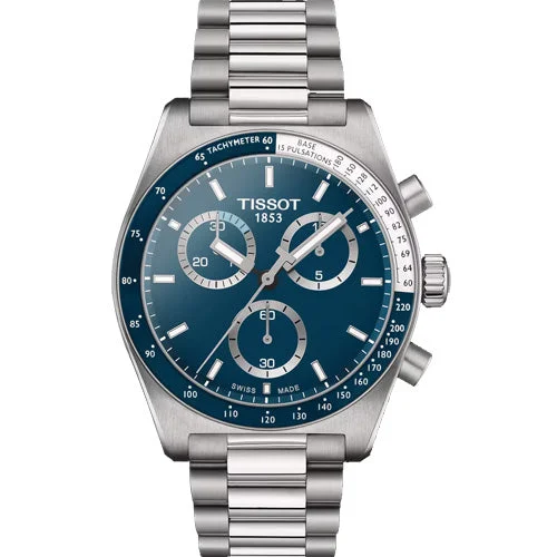Women's Heritage Watches with Altimeter Calibration-Tissot T-Sport Blue Dial Men 40mm