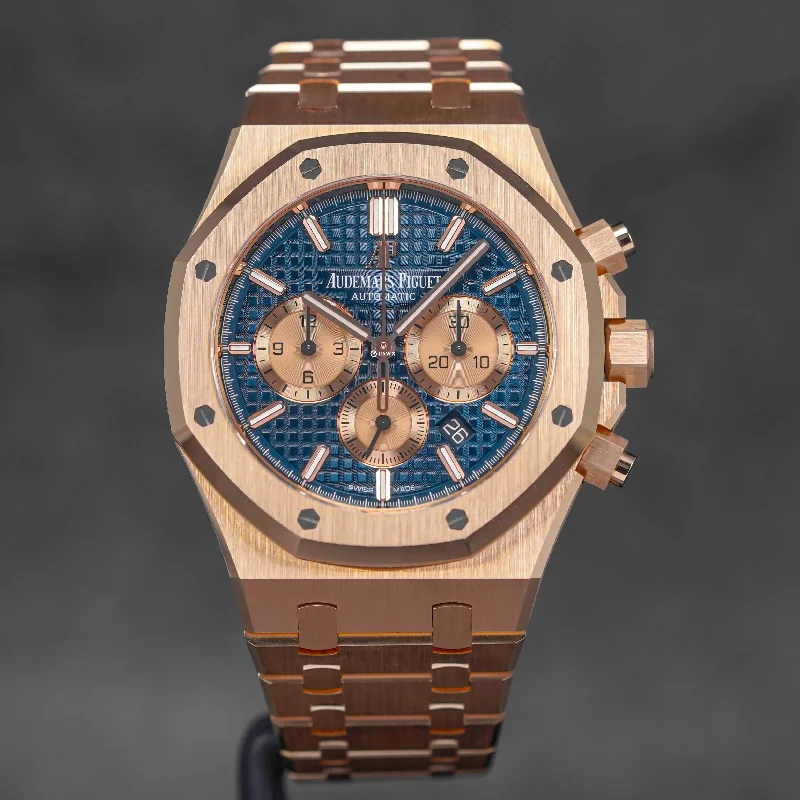 Men's Audemars Piguet Kinetic Design Watches-ROYAL OAK CHRONOGRAPH 41MM ROSEGOLD BLUE DIAL (2021)