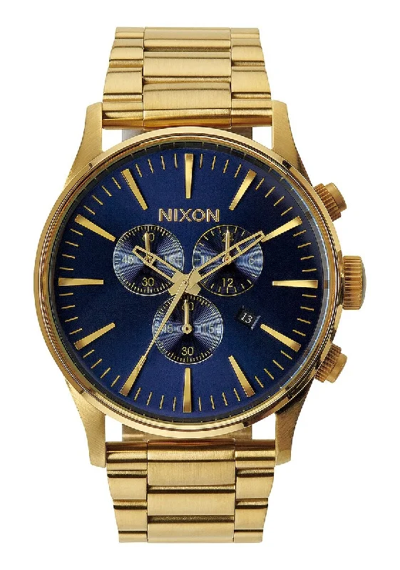Men's Chronograph Watches for Diving-Nixon Sentry Chronograph Blue Sunray Dial Men's Watch A386-1922