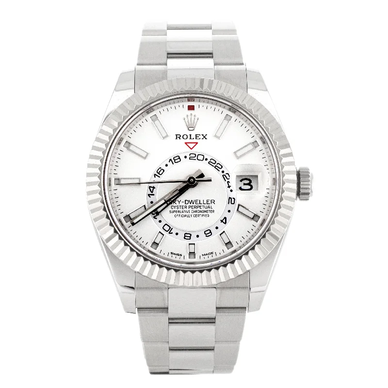 Luxury men's Rolex watches suitable for formal occasions -Rolex Sky-Dweller Stainless Steel White Dial Oyster 42mm 326934 Full Set