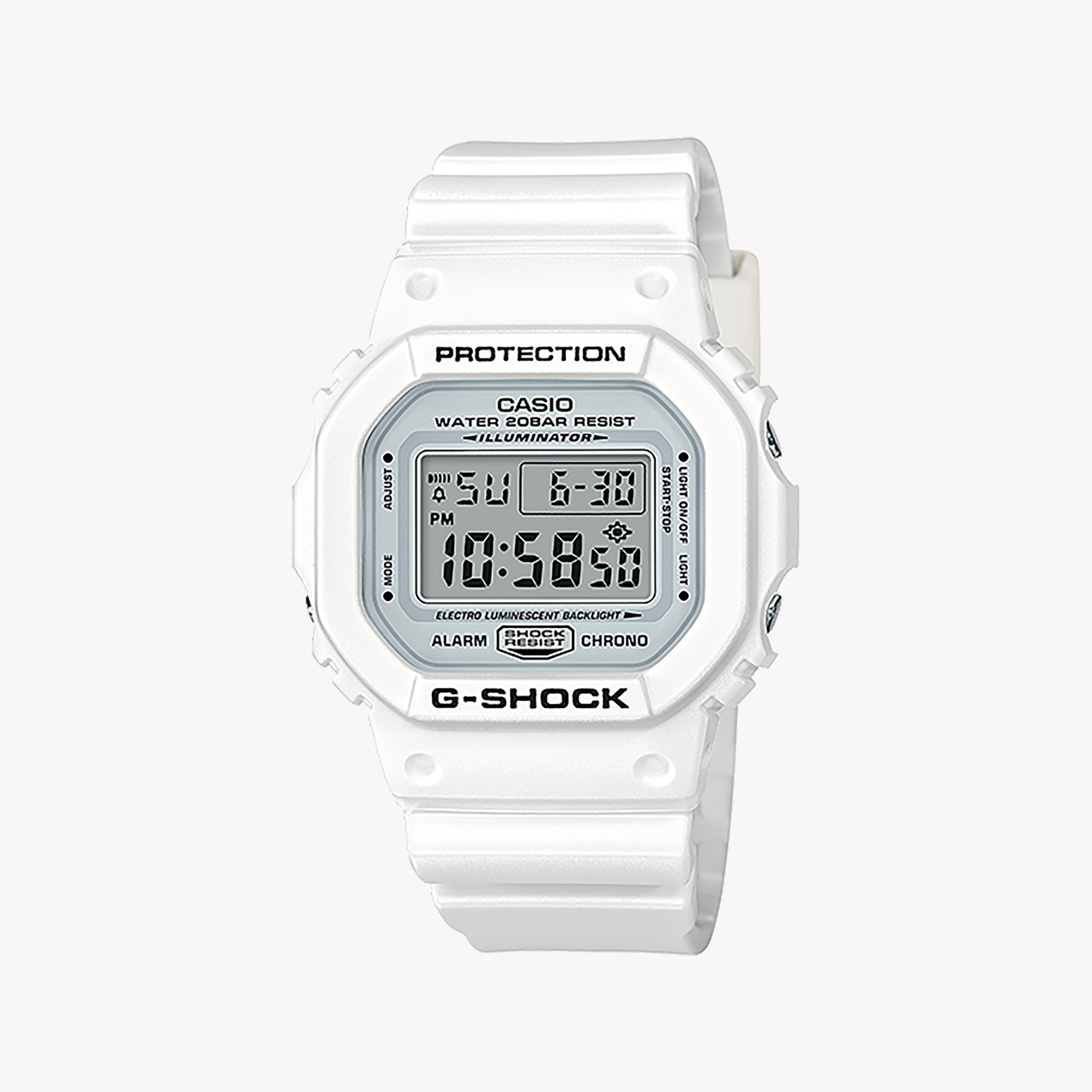 Men's Digital Watches for Timeless Style-G-SHOCK Men's White Resin Watch, Digital Display | DW-5600MW-7DR