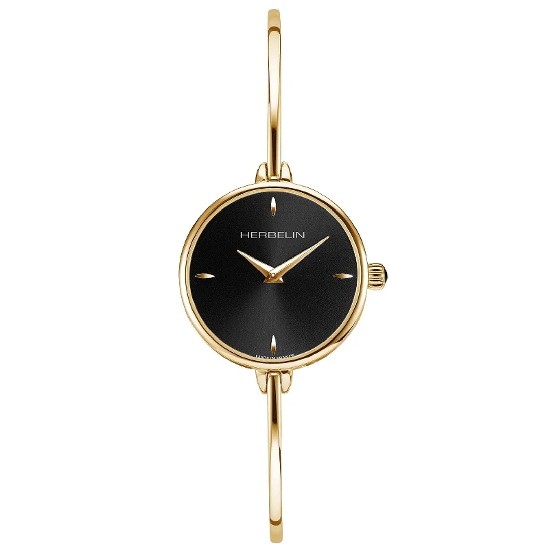 Men's Business Meeting Style Dress Watches for Professional Settings-Herbelin Fil  Ladies Black Watch 17206/BP14