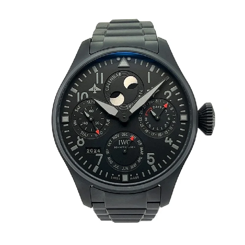 Women's Pilot Watches with Hygrometer Feature-IWC Big Pilot’s Watch Perpetual Calendar Top Gun Ceratanium IW503604 – Certified Pre-Owned